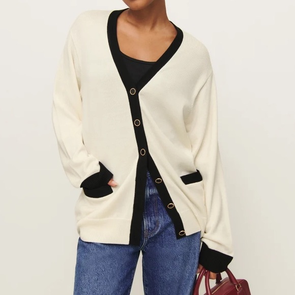 Reformation Scout Regenerative Merino Boyfriend Cardigan - Picture 1 of 7